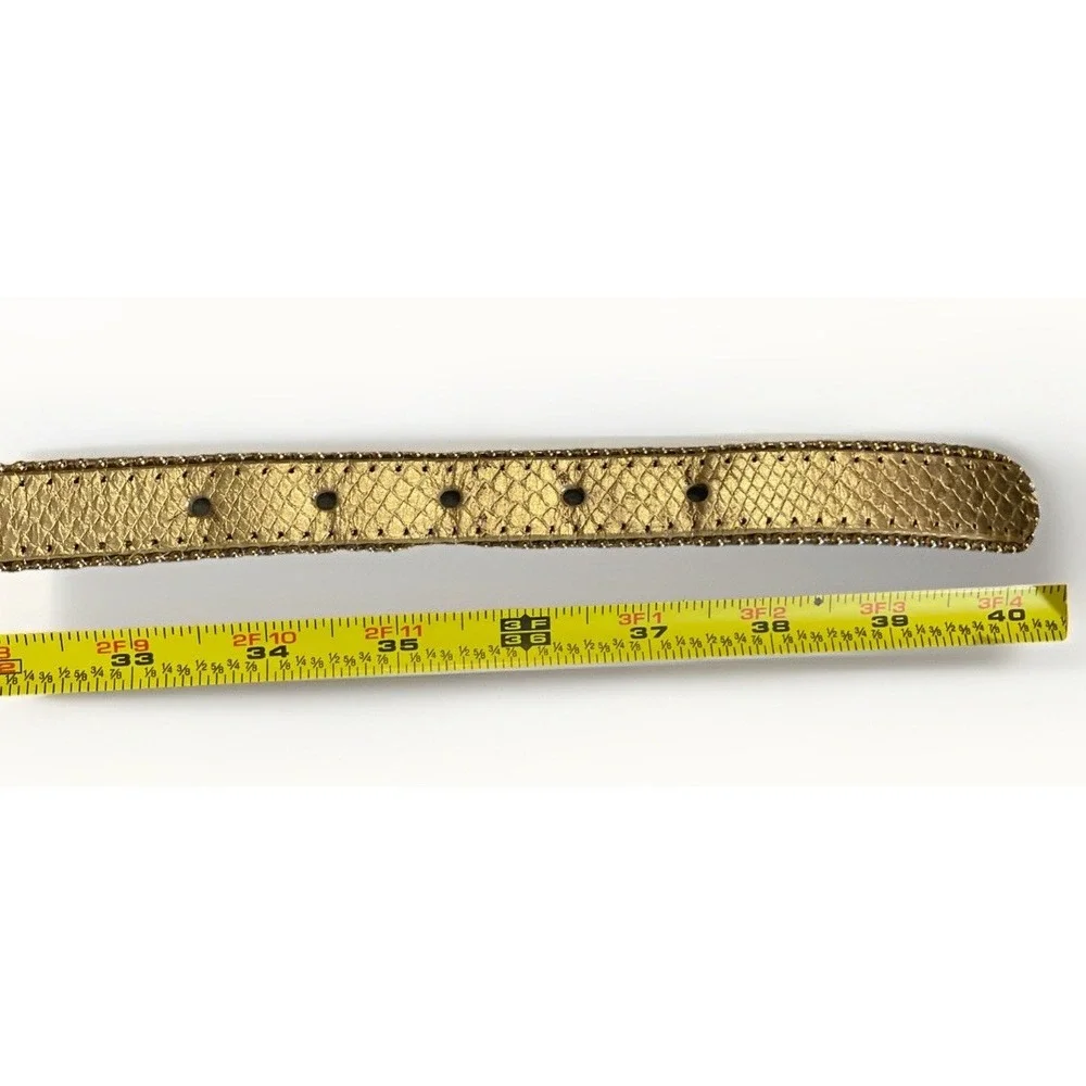 Cache GOLD tone‎ Women's Size Large Leather Belt With rhinestones Embellishment